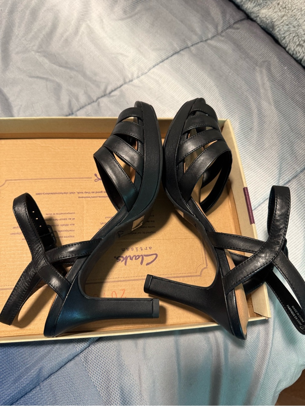 Clarks Black Strappy Ankle-Heel Sandals - Picture 4 of 4